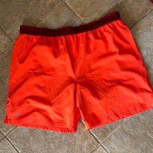Fabletics Men's Bright Orange Swim Trunks with front pockets. Size XXL